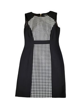 Tahari Black and White Geometric Sheath Midi Dress 2P